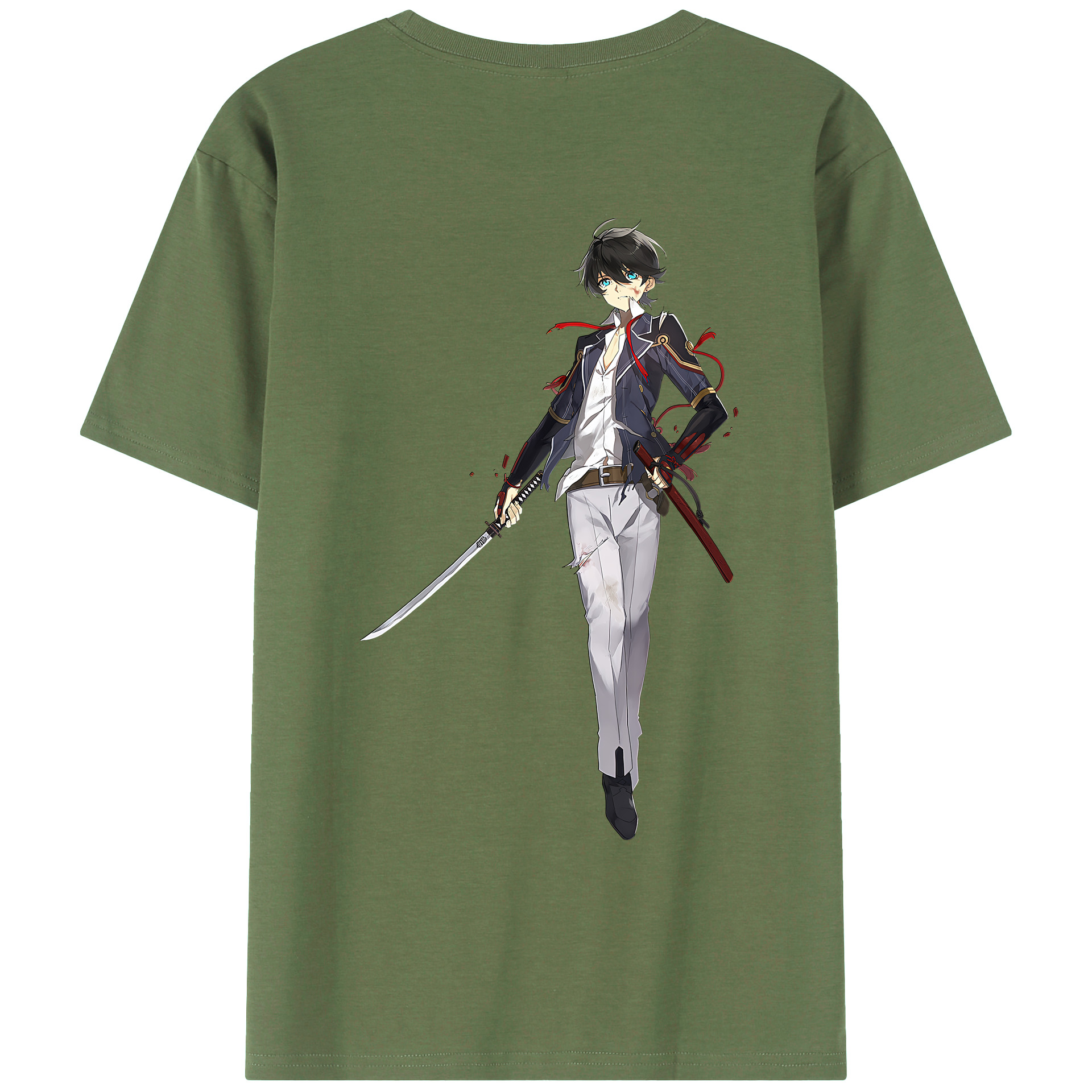 （画像用） 刀剣乱舞 Touken Ranbu 綿100％ メンズ半袖Tシャツ（バックプリント） 通気性